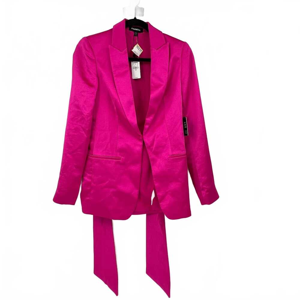 Express Pink Blazer | Polyester Belted with Pockets XS Regular